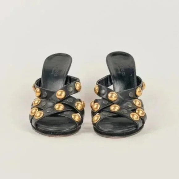 Gucci Babouska Black Studded Mule Sandals - Picture 1 of 5
